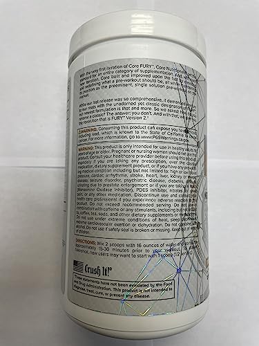Core Nutritionals Fury V2: Pre-Workout Powder to Maximize Performance in The Gym W/Zum-XR® Caffeine, L-CItruline, and Alpha GPC (40 Scoops) (Tropic Thunder)