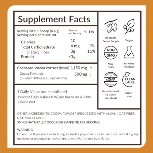 CocoaVia Cardio Health Cocoa Powder, 60 Servings, 500mg Cocoa Flavanols CocoaVia