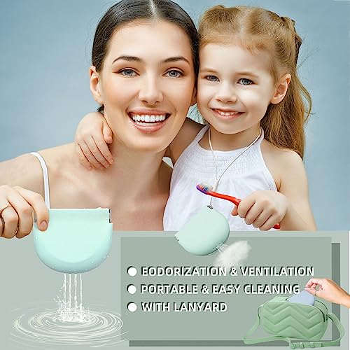 2 Pack Silicone Retainer Case with Lanyard Soft Slim Cute Aligner Case Holder Dental Thin onbuwws