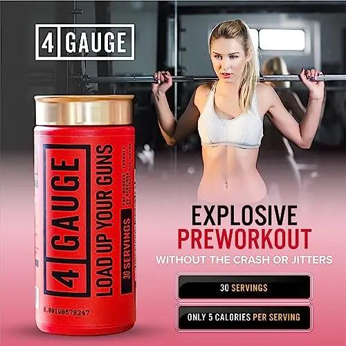 4 Gauge Natural Preworkout Without The Jitters | 30 Servings | Nitric Oxide Booster 4 Gauge