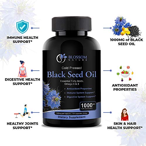 Black Seed Oil Capsules 1000mg - Premium Black Cumin Seed Oil Capsules - Black Seed Blossom Nature
