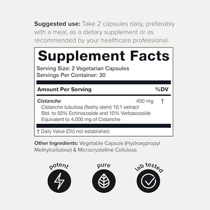 Toniiq Cistanche Tubulosa - (4000mg) Pure Cistanche Supplement for Men - 10x Highly