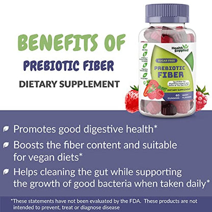 Fiber Prebiotic Gummies Sugar Free, Keto Friendly 2 Pack | Gut Cleansing, Digestive Health