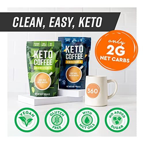 360 Nutrition Instant Keto Coffee with MCT Oil, Coconut Oil, Sweetened, Gluten Free 360 Nutrition
