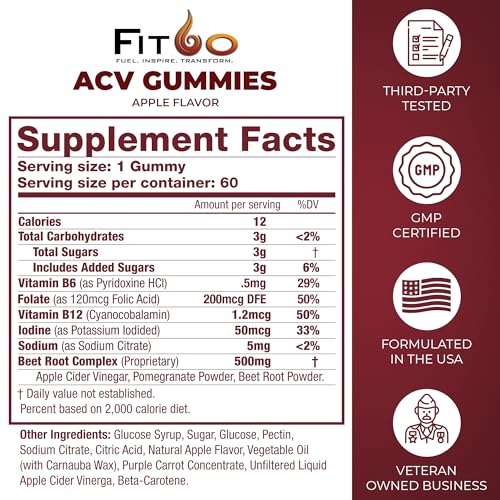 FIT60 Keto Apple Cider Vinegar Gummies with The Mother | Keto ACV Gummies for Advanced Healthy Weight FIT60