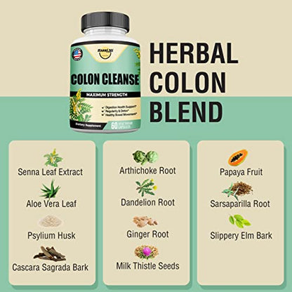 Happi Mi Nutrition Colon Cleanse, Colon Detox, All Natural Herbal Formula, Support Healthy