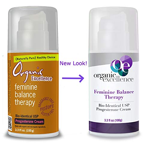 Organic Excellence Feminine Balance Therapy - USP Bio-Identical Progesterone Cream - 3 oz Organic Excellence