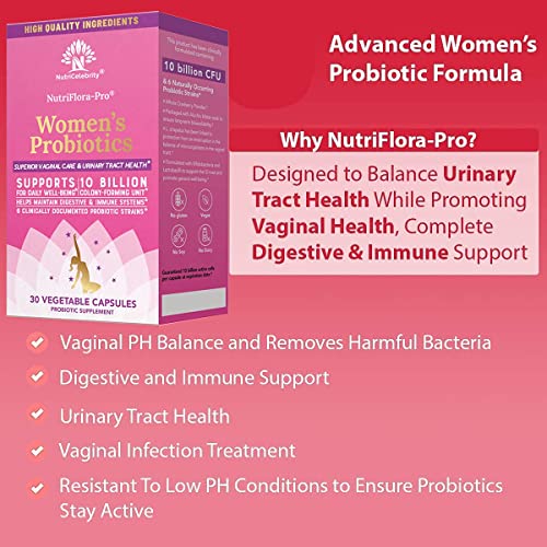 Nutricelebrity NutriFlora-Pro Probiotics for Women - Support Vaginal, Urinary Health Nutricelebrity