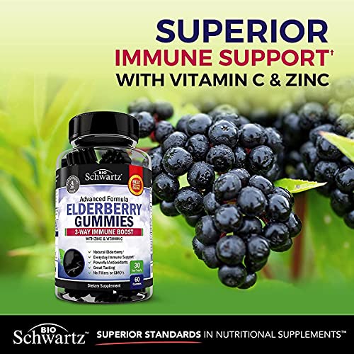 Elderberry Gummies with Zinc and Vitamin C for Adults & Kids - Natural Immune Support BioSchwartz