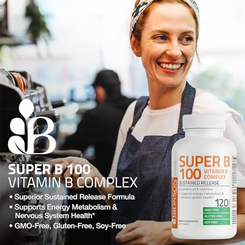 Bronson Vitamin B 100 Complex High Potency Sustained Release (Vitamin B1, B2, B3, B6) Bronson