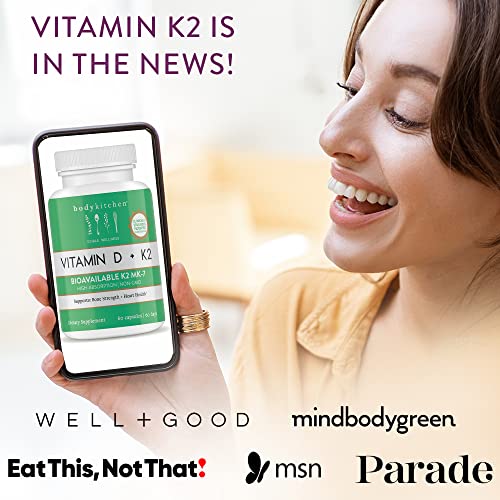 Body Kitchen Vegan Plant-Based Vitamin D3 + K2 (MK7) Supplement, Bone and Heart Body Kitchen