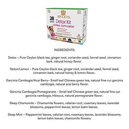 Hyleys Detox Tea for Cleanse and Weight Loss - 28 Day Kit - 84 Tea Bags (9 Pack)