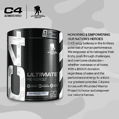 Cellucor C4 Ultimate x WWP Pre Workout Powder Mango Foxtrot - Sugar Free Preworkou