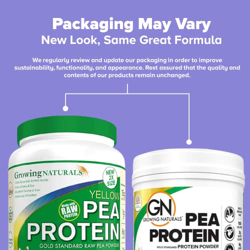 Growing Naturals | Vanilla Raw Pea Powder 15g Plant Protein | 2.8G BCAA, Low-Carb