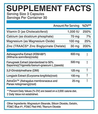 eFlow Nutrition Enflux Natural T Support with KSM-66 Ashwagandha - Supplement