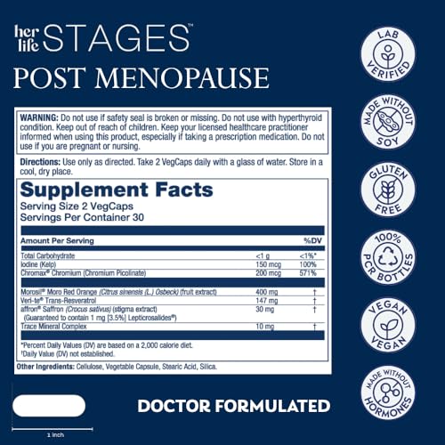 Solaray Postmenopause her Life Stages - Post Menopause Supplements for Women with Resveratrol SOLARAY
