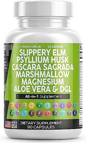 Slippery Elm 5000mg Psyllium Husk 2000mg Pre Probiotic Digestive Gut