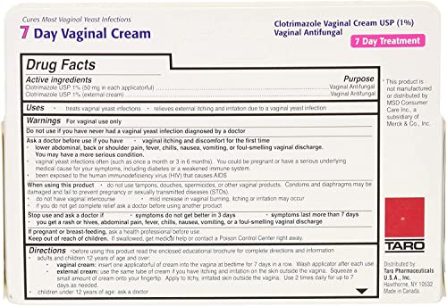 Taro Clotrimazole 7 Vaginal Cream 45 g (Pack of 4)