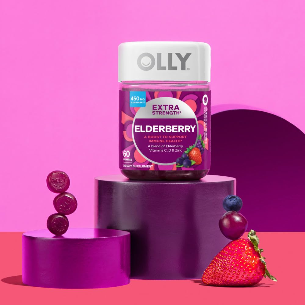 OLLY Extra Strength Elderberry Gummies, Immune Support, 450mg Elderberry, Vitamin C OLLY