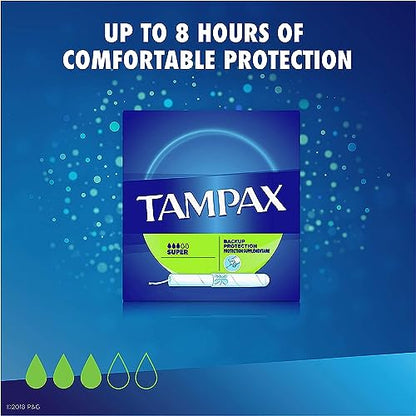 Tampax Tampons, Super Absorbency, Cardboard Applicator, Leakgaurd Skirt, Unscented, 20 Count