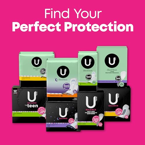U by Kotex Balance Sized for Teens Ultra Thin Overnight Pads with Wings, 24 Count (Packaging May Vary)