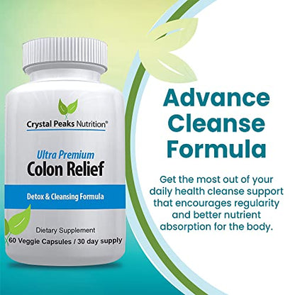 CRYSTAL PEAKS NUTRITION Natural Colon Cleanser Capsules for Constipation Relief