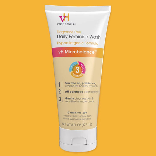 vH essentials Daily Feminine Wash - Fragrance Free, Hypoallergenic with Tea Tree Oil