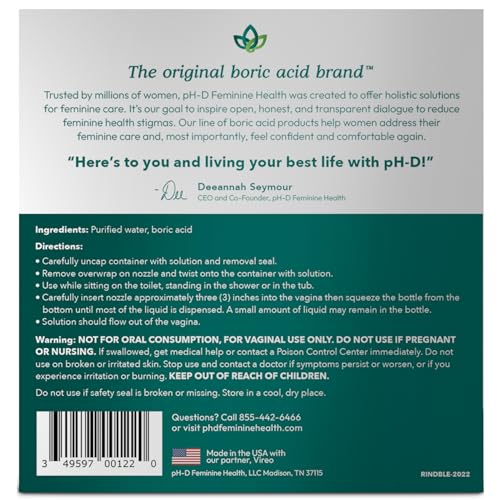 pH-D Feminine Health - Instant Odor Rinse with Boric Acid for Vaginal Odor - Vegan, Paraben-Free pH-D Feminine Health Support