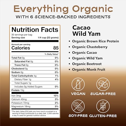 Organic & Vegan Protein Powder for Women Cacao-Chocolate Wild Yam – Delicious Protein Powder XO Jacqui