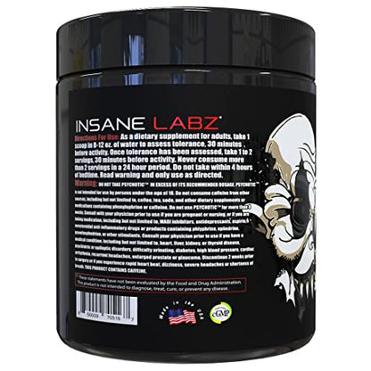 Insane Labz Psychotic Black Edition Mid Stimulant Pre Workout Powder, Energy Focus