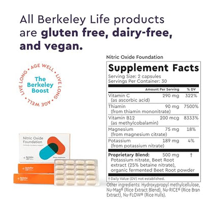 Berkeley Life Professional - Nitric Oxide Booster & Support Supplement with Organic Beetroot