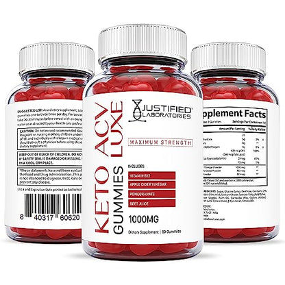 Justified Laboratories Luxe Keto ACV Gummies 1000MG with Pomegranate Juice Beet Root