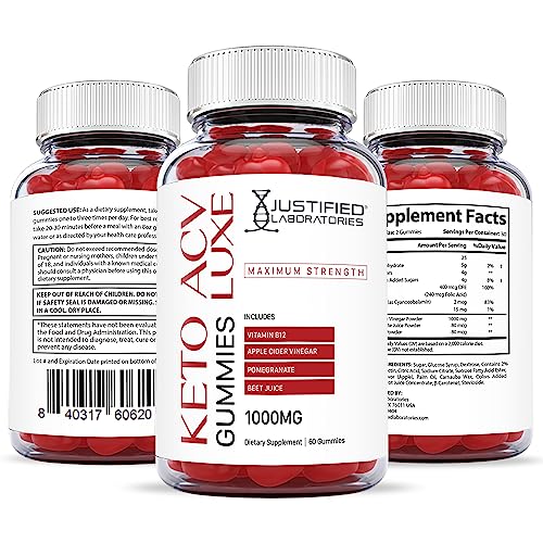 Justified Laboratories Luxe Keto ACV Gummies 1000MG with Pomegranate Juice Beet Root