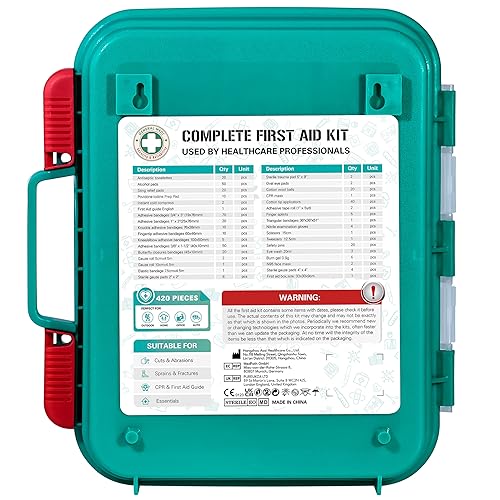 General Medi 420 Pieces Professional First Aid Kit - HardCase First Aid Box - Contains