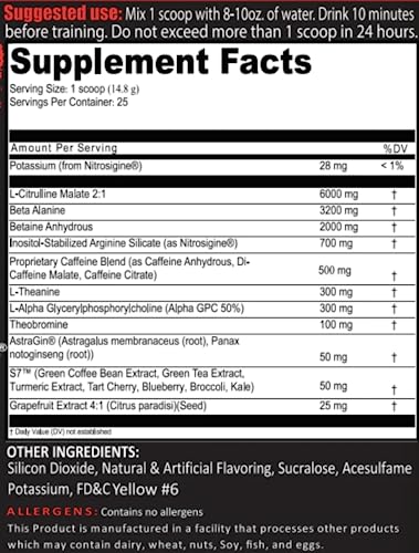 FRONTLINE FORMULATIONS Crucible Pre-Workout Powder, Explosive Workouts, Laser Focus, High Stim, Amazing Flavor, Veteran Owned and Operated (25 Servings, Blue Cherry Slushie)