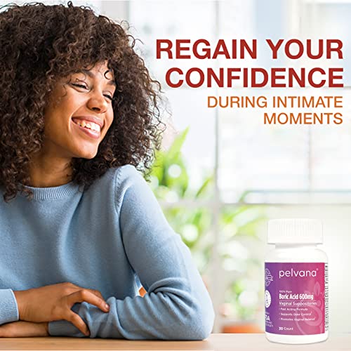 Pelvana Boric Acid Suppositories for Women 30 - for Vaginal pH Balance, Odor Control, Itching, & Discharge Pelvana