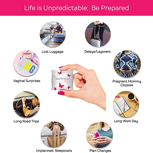 to-Go Panty Kit Includes 4 Items Seamless Thong Underwear Fresh Wipe Pantyliner & Washbag Travel Panty Fresh