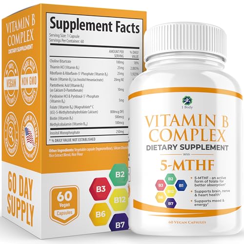 1 Body Vitamin B Complex – 5-MTHF Folate with B1, B2, B5, B6