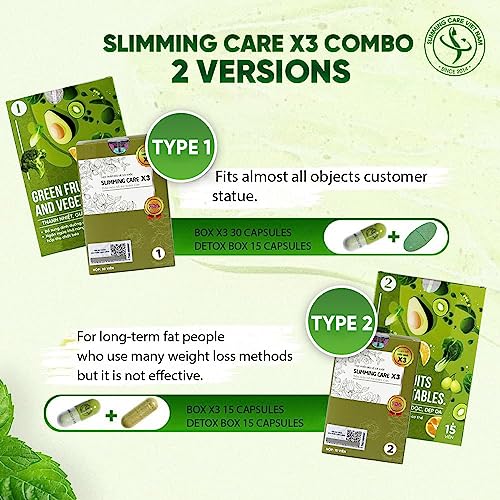 Slimming Care Newest Version X3 Type 1 Diet for Everyone (30pills/Box) + Free Vegetable Heath Secret