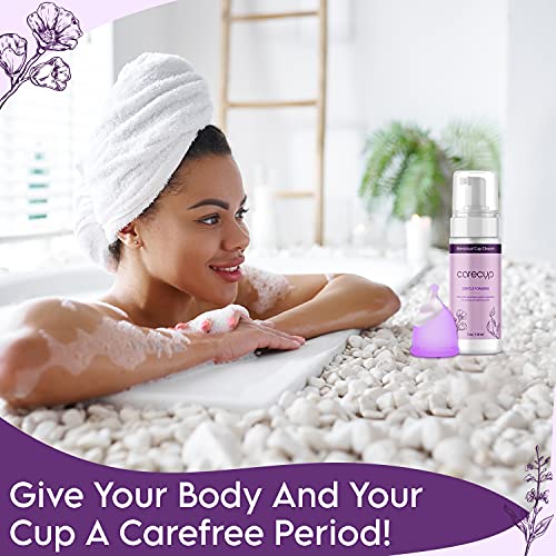 CareCup Menstrual Cup Cleaner - Unscented Foaming Sterilizer Wash for Silicone Period discs - Wipes Clean CareCup