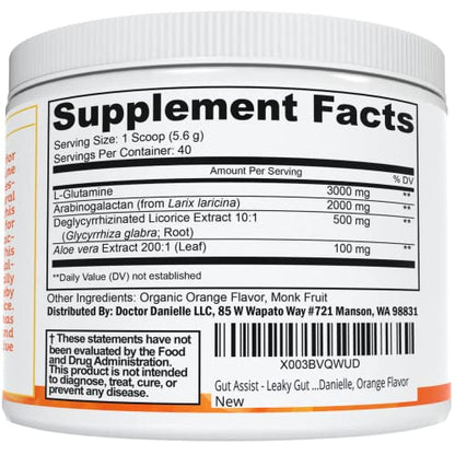 Doctor Danielle Gut Assist - Leaky Gut Repair Supplement Powder - Glutamine