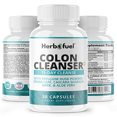 Herbafuel Colon Cleanse - Supports Detox, Gut Health, & Bloating Relief - Contains Herbs