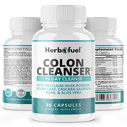 Herbafuel Colon Cleanse - Supports Detox, Gut Health, & Bloating Relief - Contains Herbs