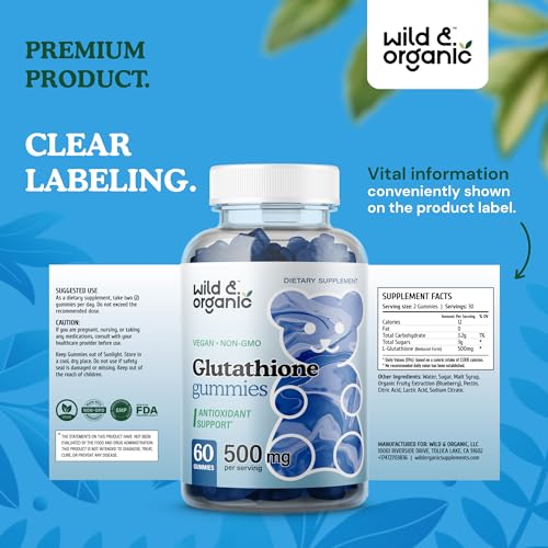 Wild & Organic Glutathione Gummies - Reduced Glutathione for Liver Cleanse & Antioxidants