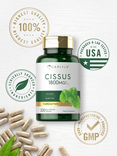 Carlyle Cissus Quadrangularis 1800mg | 200 Capsules | Traditional Herb Extract Carlyle