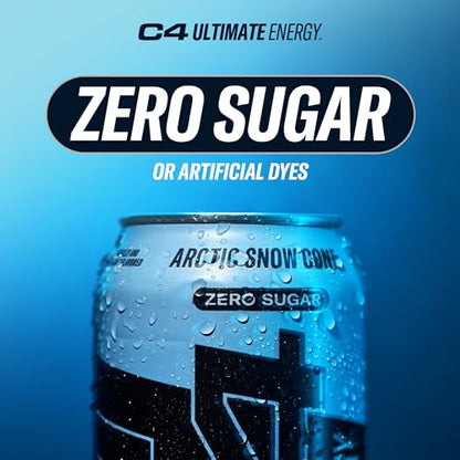 C4 Ultimate Sugar Free Energy Drink 16oz (Pack of 12) | Arctic Snow Cone | Pre Workout