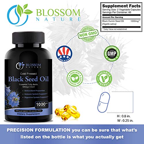 Black Seed Oil Capsules 1000mg - Premium Black Cumin Seed Oil Capsules - Black Seed 