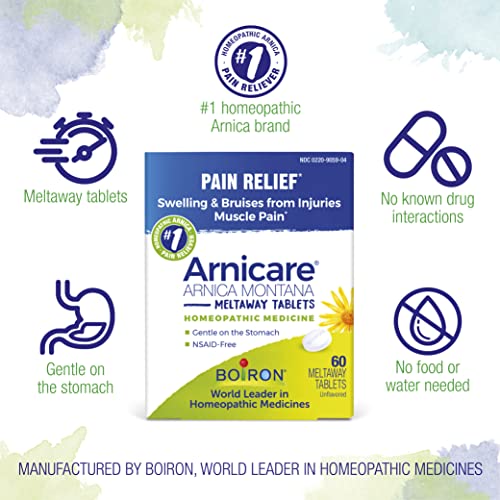 Boiron Arnicare Tablets for Pain Relief from Muscle Pain, Joint Soreness, Swelling from Injury or Bruises Boiron