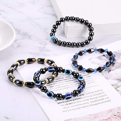Hicarer 10 Pieces Magnetic Hematite Bracelets for Men Women Magnetic Bracelet Rock
