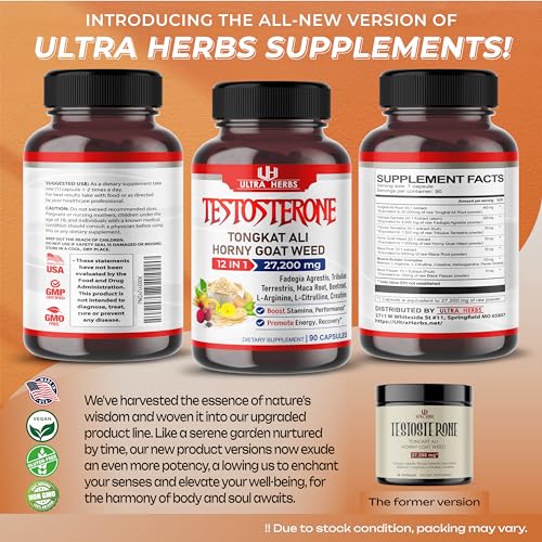 Ultra Testo 27,200mg 12 IN 1 complex with L-Arginine, Fadogia Agrestis, Tribulus Terrestris ULTRA HERBS